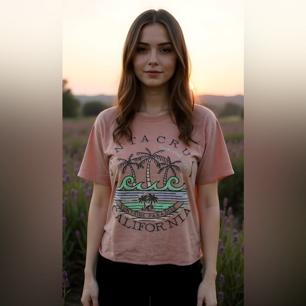 Santa Cruz Skateboards California Tee in Peach Pink